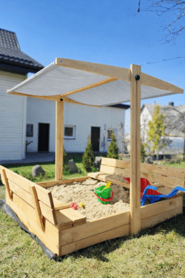 Puidust liivakast HATIS, 120 × 120 cm, halli katusega 4 Puidust liivakast HATIS, 120 × 120 cm, halli katusega 14